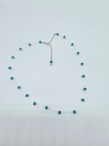 Halsband i silver 925 med blå kristaller – Floating design
