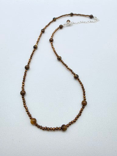 Halsband i silver 925 med kristaller & naturliga stenar