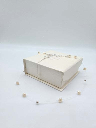 Halsband i silver 925 med sötvattenspärlor & silverkulor