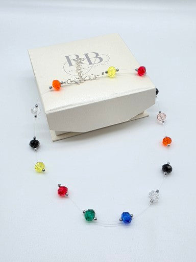 Halsband i silver 925 med färgglada kristaller – floating design