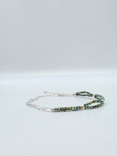 Armband i silver 925 med gröntonade kristaller
