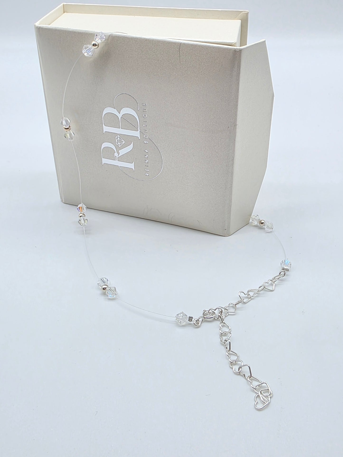 Floating Halsband med Glaskristaller och 925 Silverkulor