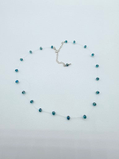 Halsband i silver 925 med blå kristaller – Floating design