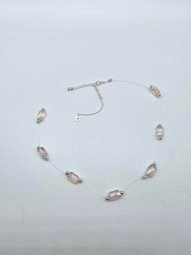 Halsband i silver 925 med rosa kristaller & silverkulor