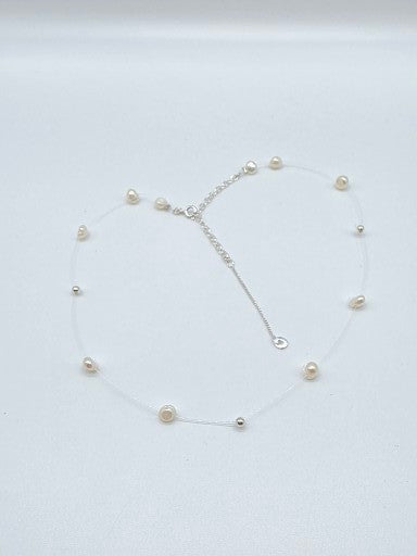 Halsband i silver 925 med sötvattenspärlor & silverkulor