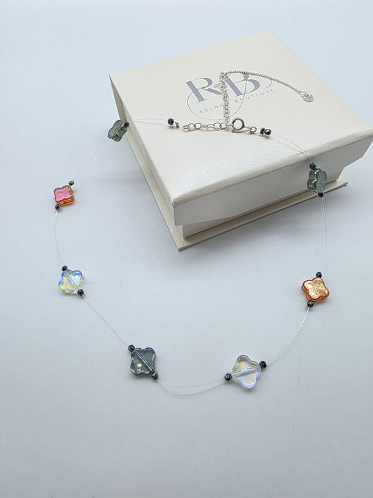 Halsband i silver 925 med färgglada kristaller