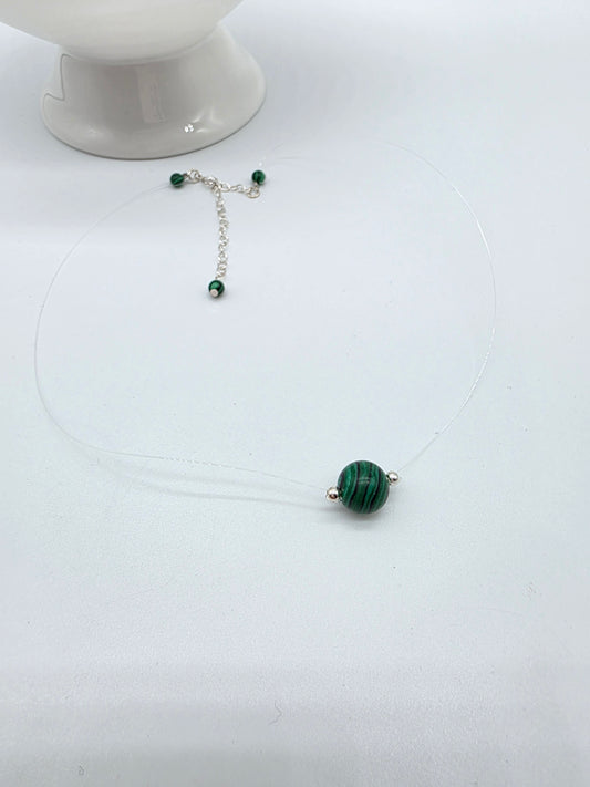 Minimalistiskt halsband i silver 925 med malakit