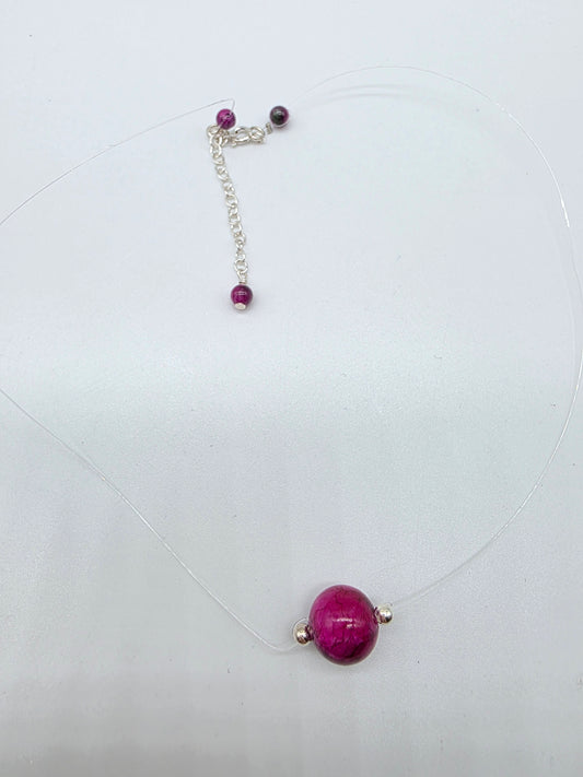 Minimalistiskt halsband i silver 925 naturlig sten