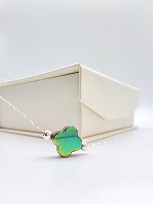 Minimalistiskt halsband i silver 925 med iriserande kristall