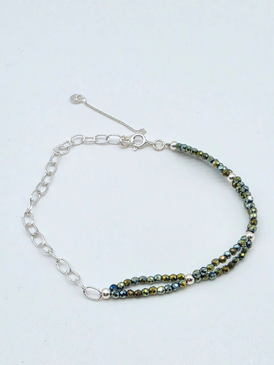 Armband i silver 925 med gröntonade kristaller