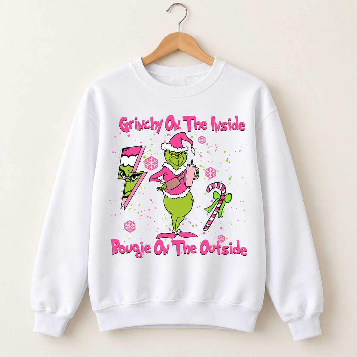 Sweatshirt med julmotiv – Grinchy on the Inside